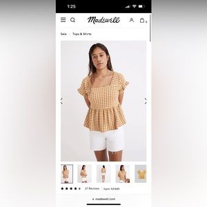 Madewell Gingham Print Ruffle Hem Top